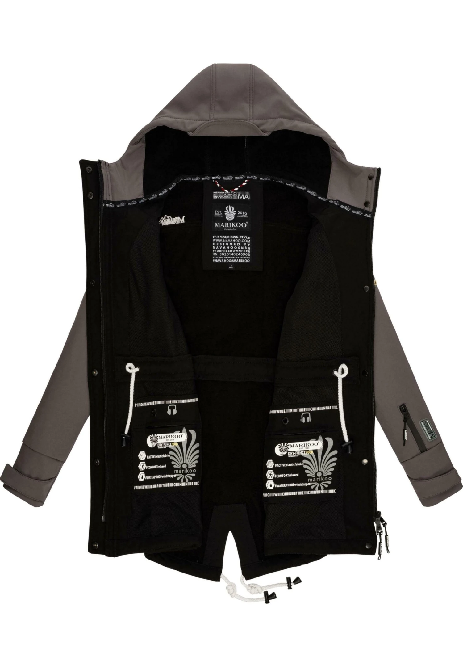 Marikoo Zimtzicke - Parka - Black Grey 4 Marikoo Zimtzicke - Parka - Black Grey - Afbeelding 4