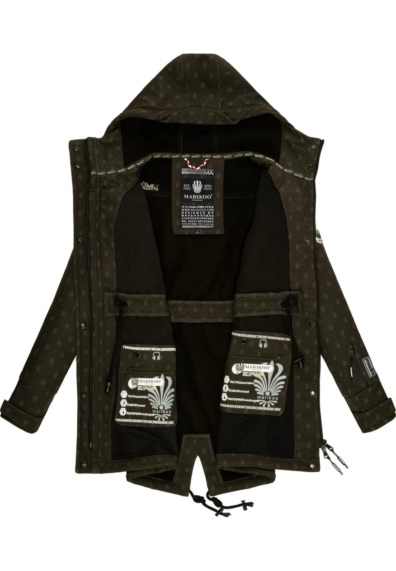 Marikoo Zimtzicke - Parka - Dark Olive W Print 4 Marikoo Zimtzicke - Parka - Dark Olive W Print - Afbeelding 4