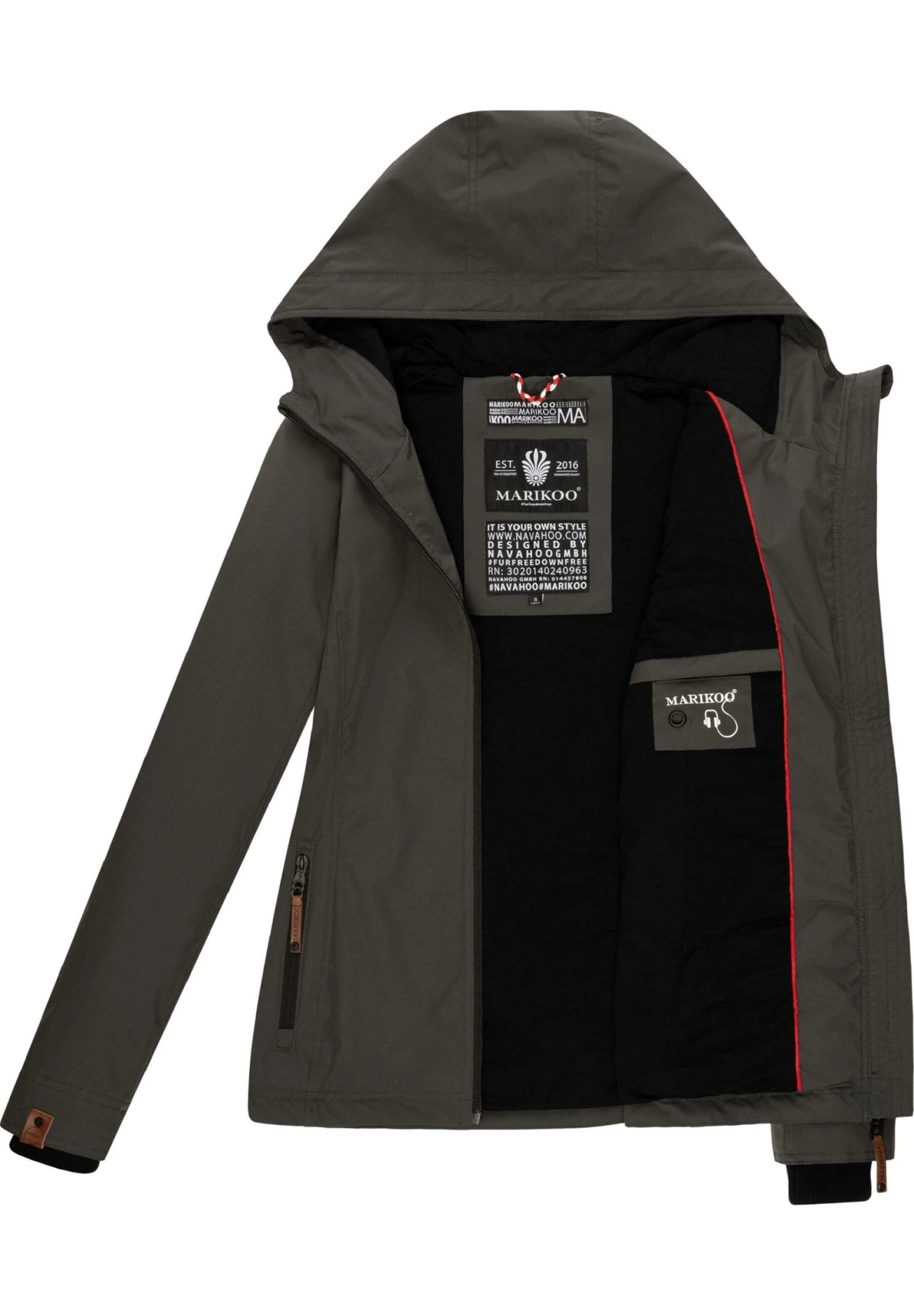 Marikoo Brombeere - Outdoorjas - Dark Grey 4 Marikoo Brombeere - Outdoorjas - Dark Grey - Afbeelding 4