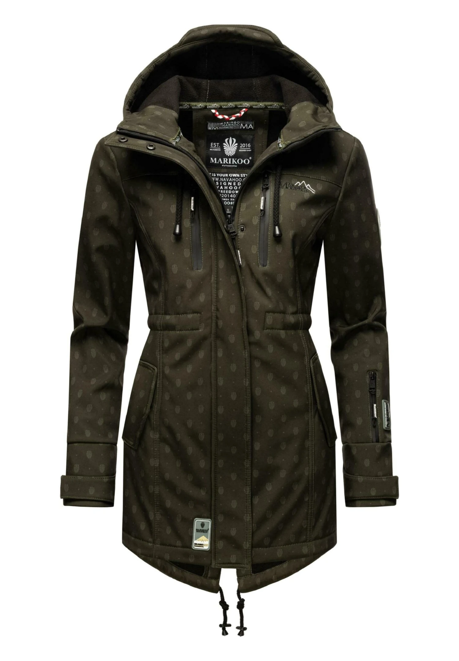 Marikoo Zimtzicke - Parka - Dark Olive W Print 1 Marikoo Zimtzicke - Parka - Dark Olive W Print
